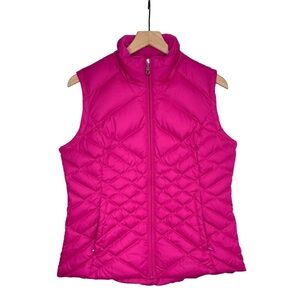 Eddie Bauer Puffer Vest Womens Small Goose Down Quilted Full Zip Insulated Pink